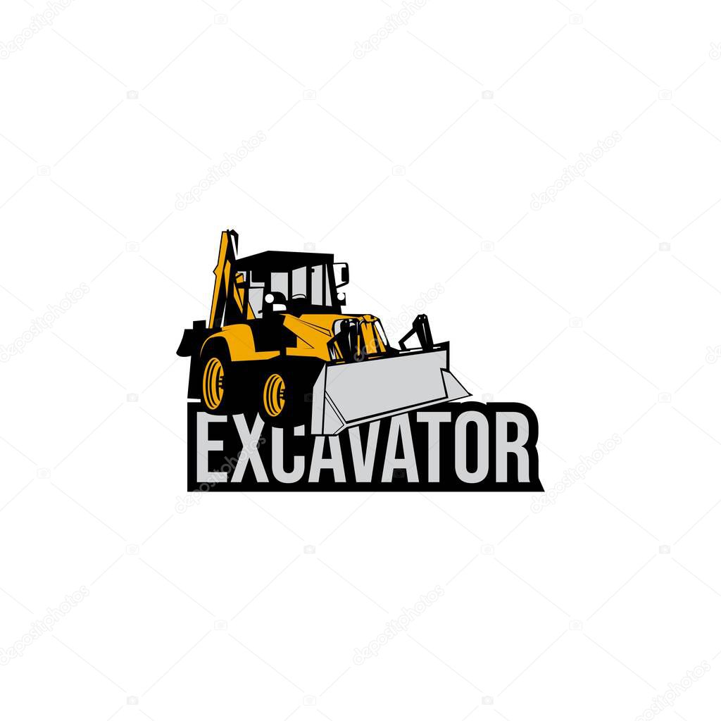 Excavator earthworks logo design concept vector