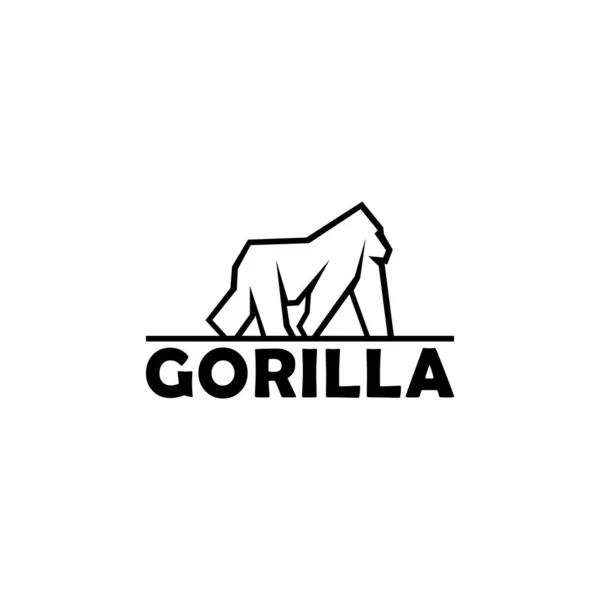 Gorille Ligne Logo Design Vecteur — Image vectorielle