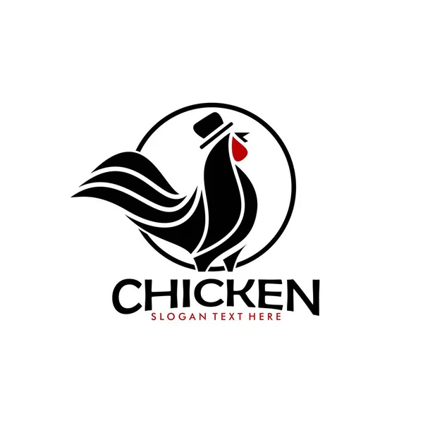 Poulet Logo Design Noir Vecteur — Image vectorielle