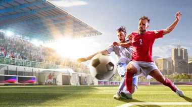 Futbol oyuncuları gün grand Stadyumu arka plan panorama eylem içinde