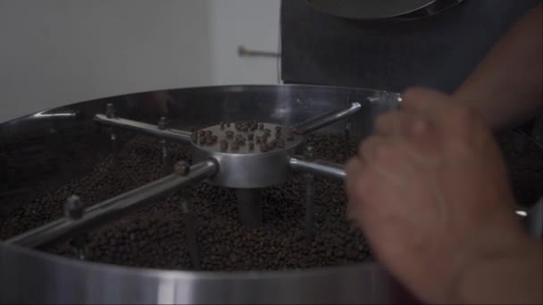 Mixing Fresh Roasted Coffee Beans Antigua Guatemala — Stock Video