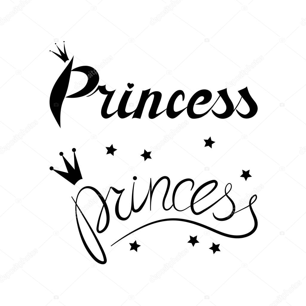 Little Princess lettering design.Feminine calligraphy.Vector illustration for girl clothes,poster,art.