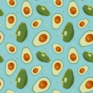 Avokado kusursuz model vektörü. Yazdırma tarifi, menü, etiket, kumaş, paketleme için tasarım