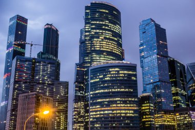 Moskova, Rusya - Temmuz 2016. Gökdelenler Moscow city İş Merkezi.