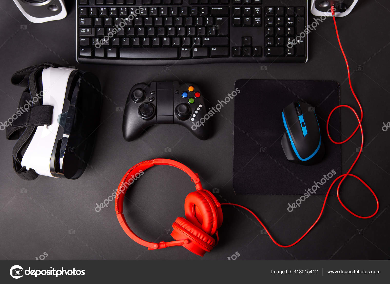 vr headset with keyboard and mouse