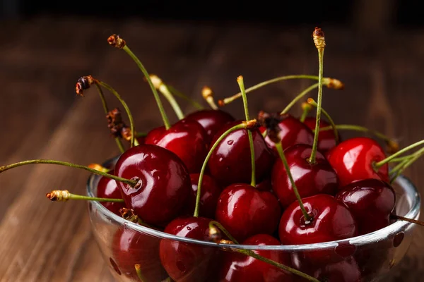 Bowl Fresh Red Cherries Healthy Food Concept — Stock Photo, Image