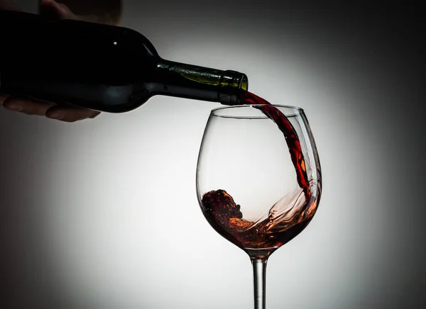 Grape Wine Poured Bottle Wine Glass Glass Blank Background — Stock Photo, Image