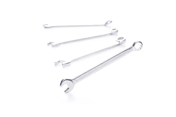 Photo Four Spanners Empty White Background — Stock Photo, Image