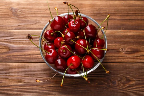 Bowl Fresh Red Cherries Healthy Food Concept — Stock Photo, Image