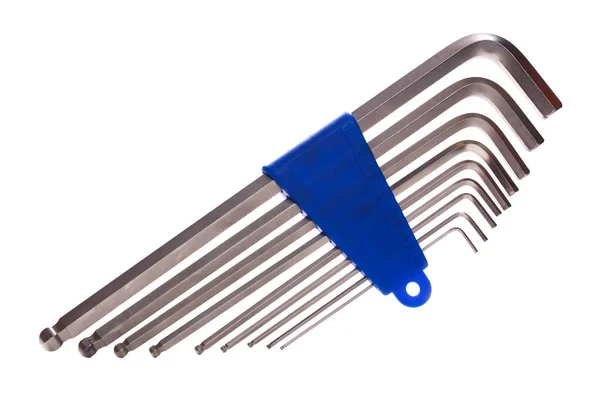 Foto Set Hex Keys Sobre Fondo Blanco Vacío — Foto de Stock