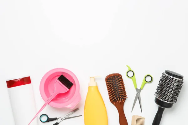 Picture Objects Hairdresser Hair Dryer Comb Scissors Isolated White Background — ストック写真