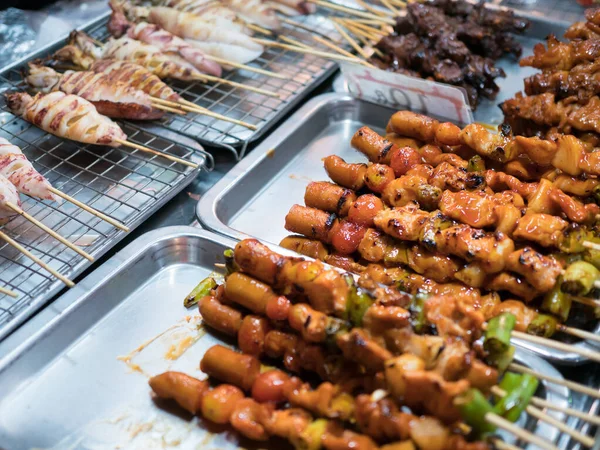 Open Shop Sale Fresh Meat Seafood Kebabs — Stock Photo, Image