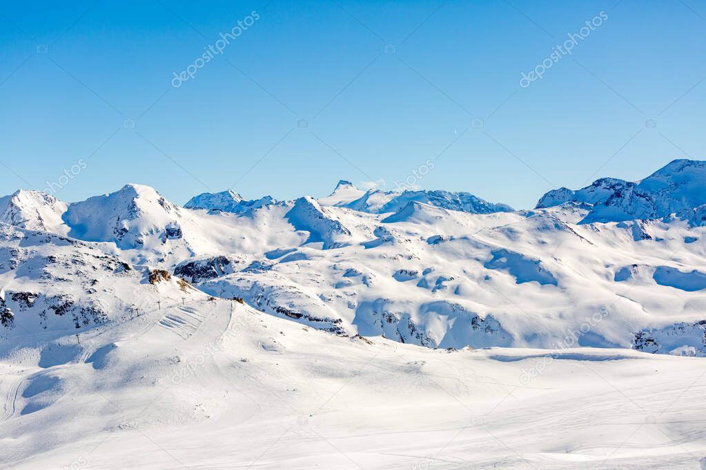 Photo of snow mountains in winter afternoon