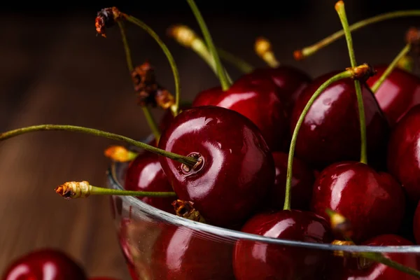 Bowl Fresh Red Cherries Healthy Food Concept — Stock Photo, Image