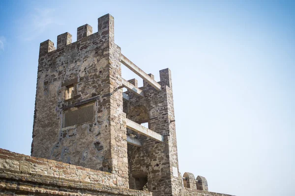 Απομεινάρια Του Πύργου Στο Φρούριο Της Γένοβας Στο Σουδάν Κριμαία — Φωτογραφία Αρχείου