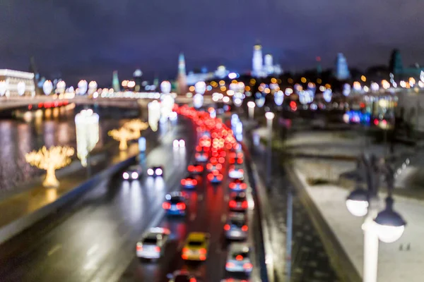 Fotos Borrosas Coches Carretera Por Noche — Foto de Stock