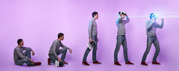 Hombre con auriculares de realidad virtual. — Foto de Stock