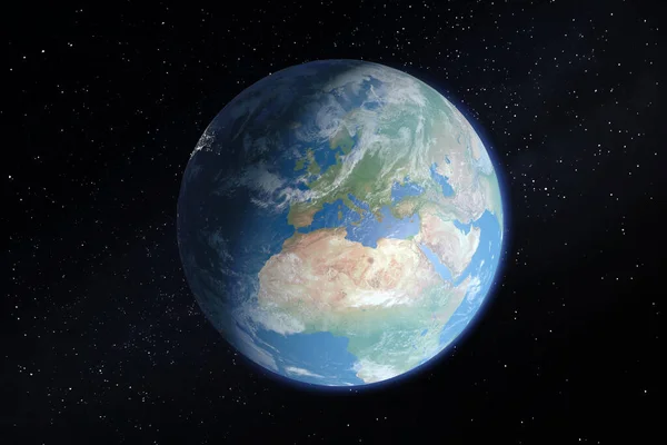 从空间向地球展示欧洲和非洲 美国航天局提供的这一图像要素 — 图库照片
