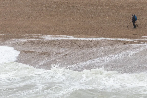 Détecteur Métaux Homme Sur Plage Brighton — Photo