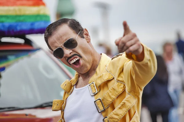 Freddie Mercury Lookalike Pride — Stock Photo, Image