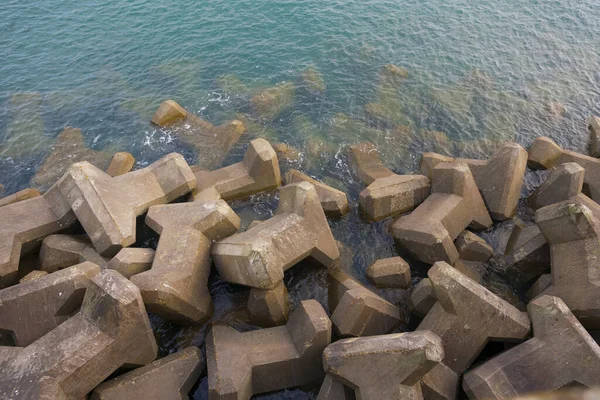 Een Stel Zeedefensie Dolos Brighton — Stockfoto