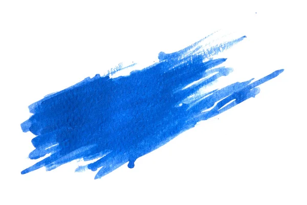 Azul Escova Aquarela Isolado Fundo Branco — Fotografia de Stock