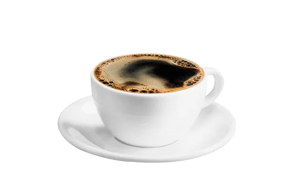 Czarna Filiżanka Kawy Izolowana Białym Tle Ścieżką Wycinania — Zdjęcie stockowe