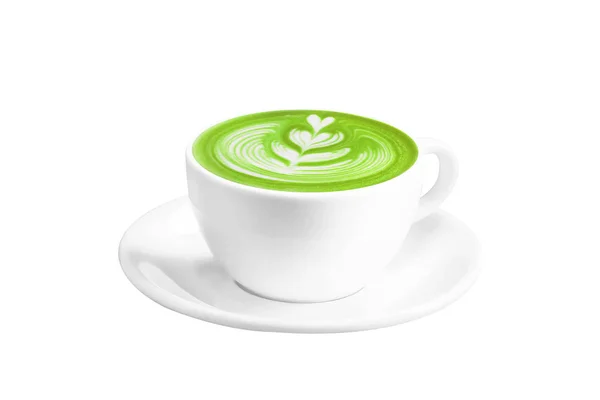 Matcha Copo Latte Verde Isolado Fundo Branco Com Caminho Recorte — Fotografia de Stock