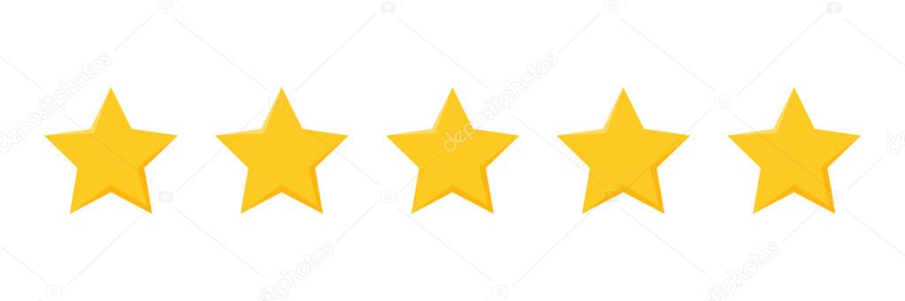 Five stars rating button for experience reviews on application or website ,stars rating icon vector