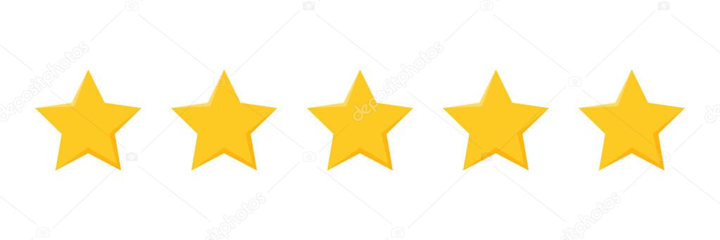 five stars rating button for experience reviews on application or website ,stars rating icon vector