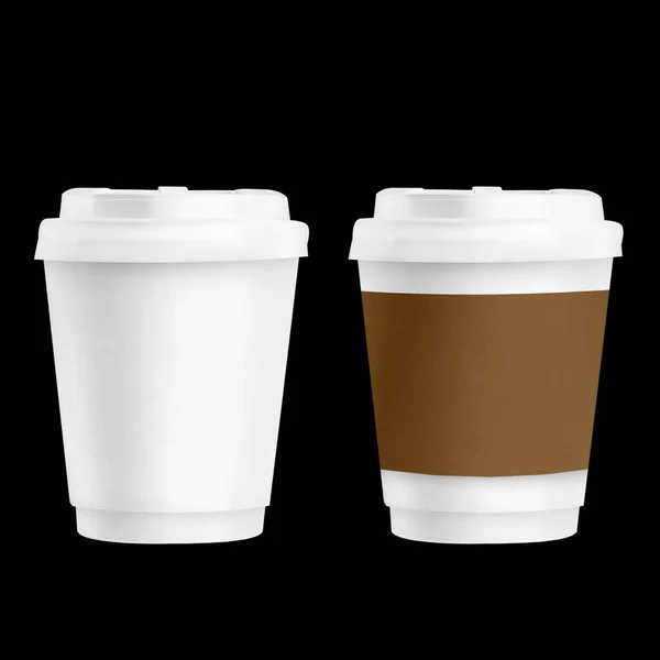 mockup paper coffee cups isolated on black background