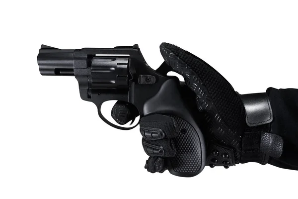 Tangan memegang pistol revolver . — Stok Foto