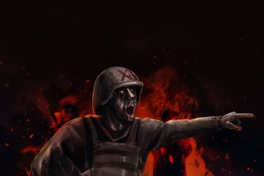 Ölü zombi asker illüstrasyon.