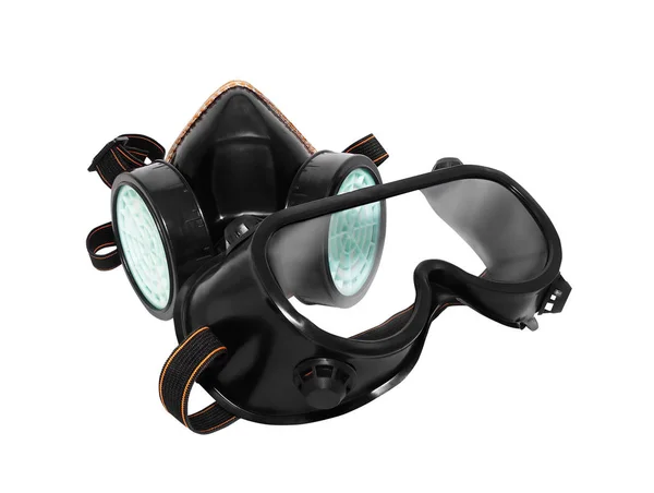 Geïsoleerde Gasmasker Rubber Masker Met Filters Bescherming Glazen Opleggen Witte — Stockfoto
