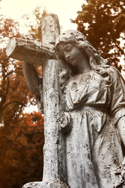 Kiev Ucrania Octubre 2017 Estatua Del Ángel Del Cementerio Estatua — Foto de Stock