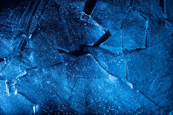 Textura Fotográfica Hielo Azul Roto Aligerado Tonificado Con Grietas — Foto de Stock