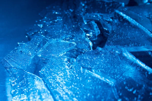 Makrofoto Eines Rissigen Blauen Eises Hintergrund — Stockfoto