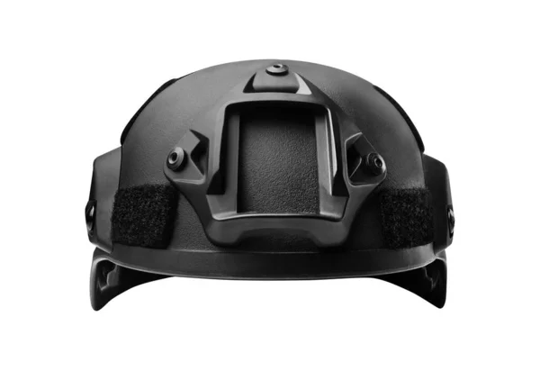 Geïsoleerde Foto Van Een Zwarte Soldaat Helm Vooraanzicht — Stockfoto