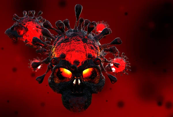 Siyah Kafatası Koronavirüsünün Boyutlu Görüntüsü — Stok fotoğraf