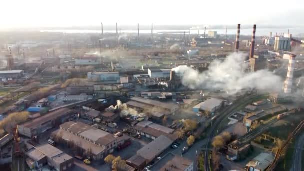 Miasto Zanieczyszczenia Powietrza Wędzona Atmosfera Zanieczyszczona Emisji Zakładów Fabryk — Wideo stockowe