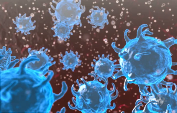 Çin Coronavirüsü 2019-ncov grip salgını Asya ncov coronavirüsü, mikroskobik virüs hücrelerinin 3 boyutlu tıbbi çizimi. SARS salgın konsepti
