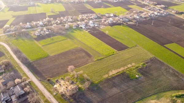 Luchtfoto van het platteland. Landbouwlandschap — Stockfoto