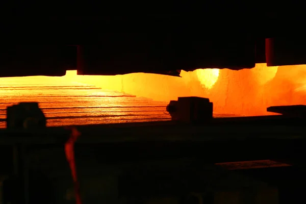 Steel Bar Reheating Furnace Gas Firing Rolling Mill Stock — Stok Foto