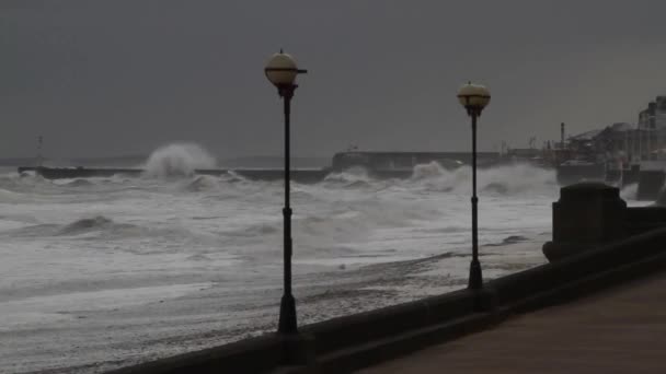 Extrem Starke Winde Und Flut Der Ostküste Von Yorkshire Großbritannien — Stockvideo