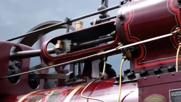 Piston Action Steam Powered Vintage Traction Engine — Stock Video