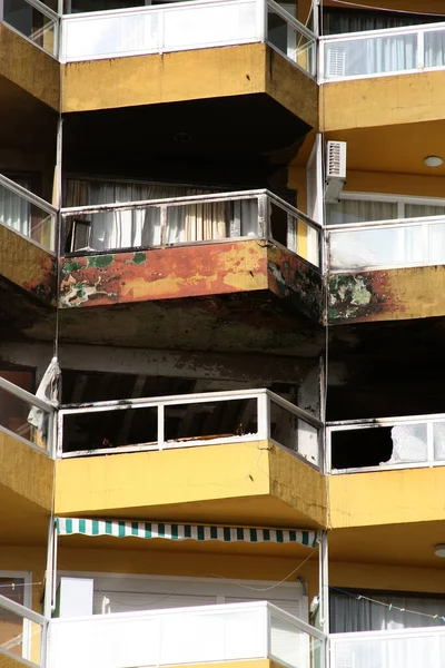 Result of serious fire in high rise flat. ajorca. spain.