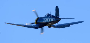 Vought F4U Corsair, 2. Dünya Savaşı ve Kore Savaşı 'nda görev yapmış bir Amerikan savaş uçağıdır. Duxford. 2018.