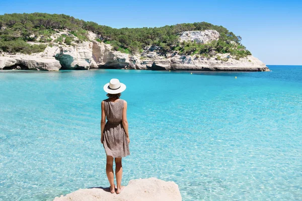 Young Woman Menorca Island South Mediterranean Sea Balearic Islands Spain — Stock Photo, Image