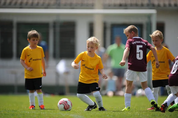 Çocuklar futbol oynuyor, futbol sahasında futbol oynuyor.