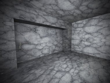 Karanlık boş beton odası iç